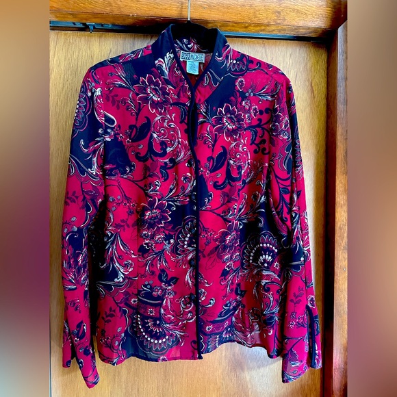 XL Shimmering Sheer Asian Style Blouse - Picture 1 of 13